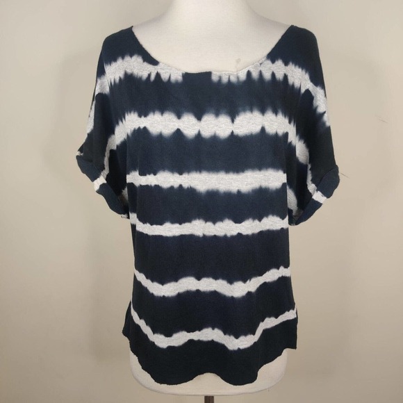 Bebe Top Tie Dye Short Sleeve Loose Fit Stretch Knit Shirt - Picture 3 of 8